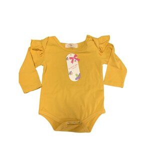 NWT Green Kids Fashion 6M Mustered Cotton Ruffle Long-Sleeve Baby Bodysuit